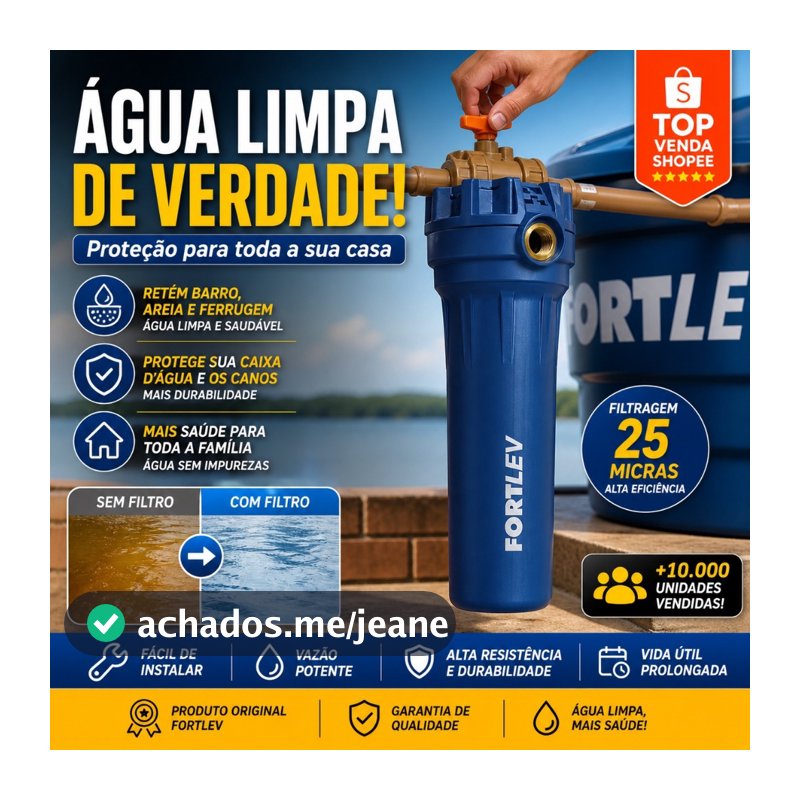 Filtro Para Caixa D'água 9.3/4 Fortlev 25 Micras Remove Barro Areia Ferrugem