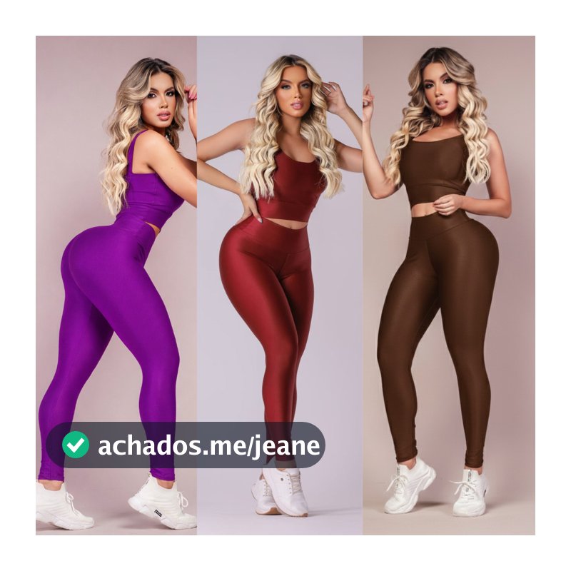 Kit 3 Conjuntos Fitness Feminino Legging Academia Cintura Alta Sem Transparência Top Duplo Treino Academia