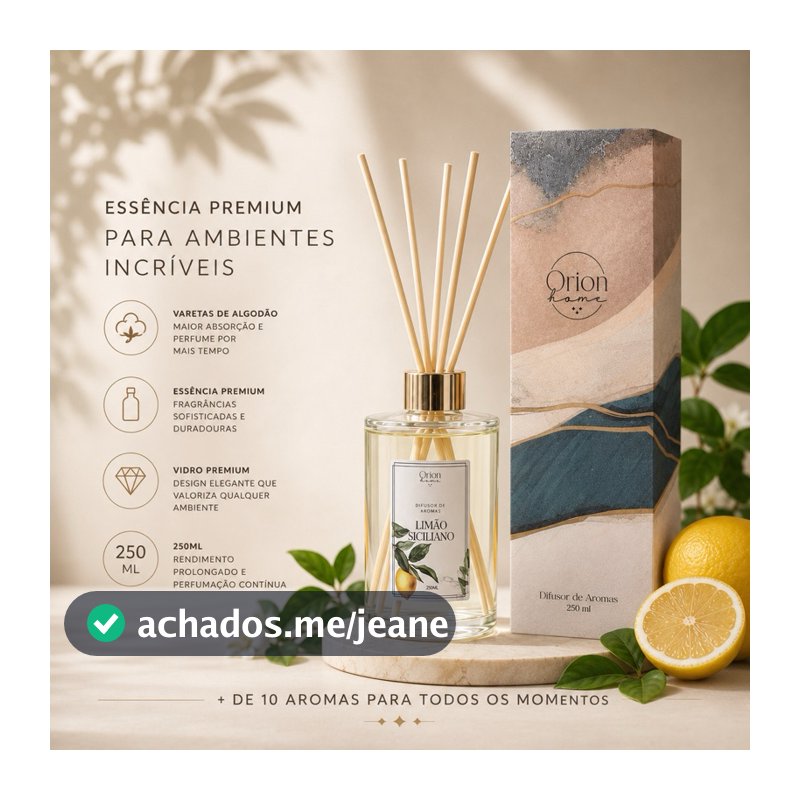 Difusor de Aromas 250ml Aromatizador de Ambiente Premium Varetas de Fibra Essência Concentrada