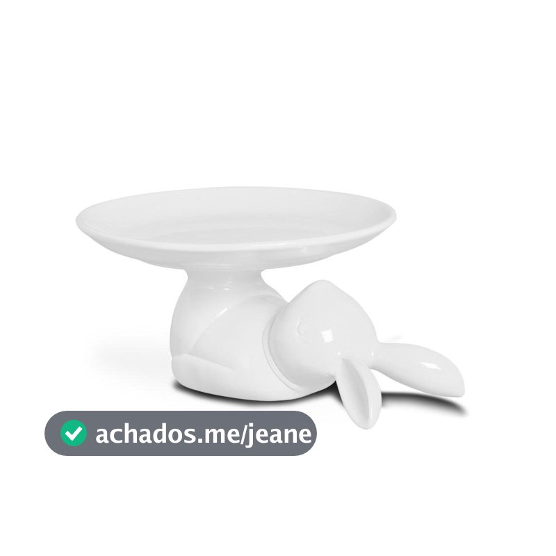 Prato p/ Bolo Coelho Páscoa em Cerâmica Branco Tamanhos