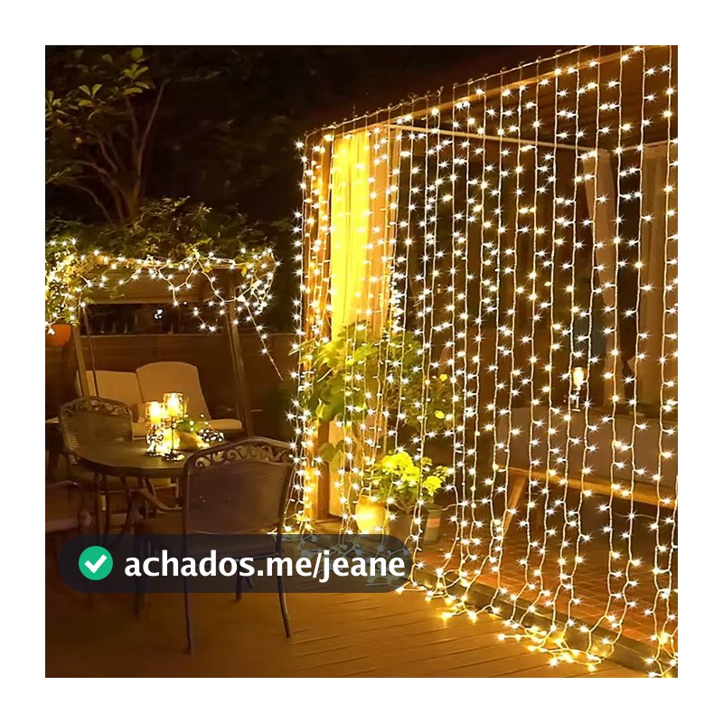 Cortina de LED 3x3m 110v/220v Cortina do Feriado Guirlanda Luzes Interior Ar livre Sala Decoração Natal Branco Amarelo