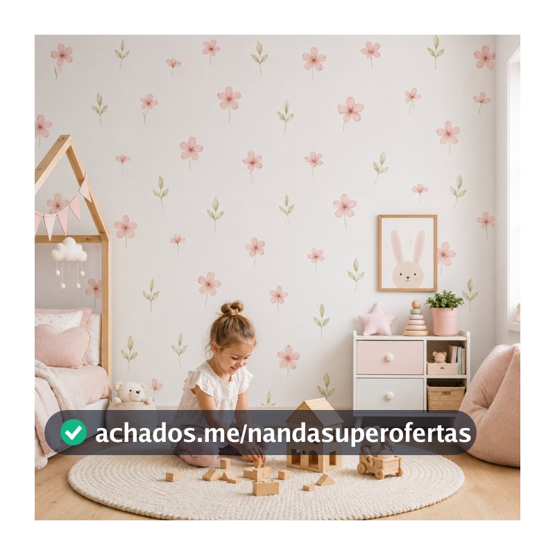 Kit Adesivos de Parede Flores Flor e Ramos Quarto de Bebê Infantil Florzinha Folhas