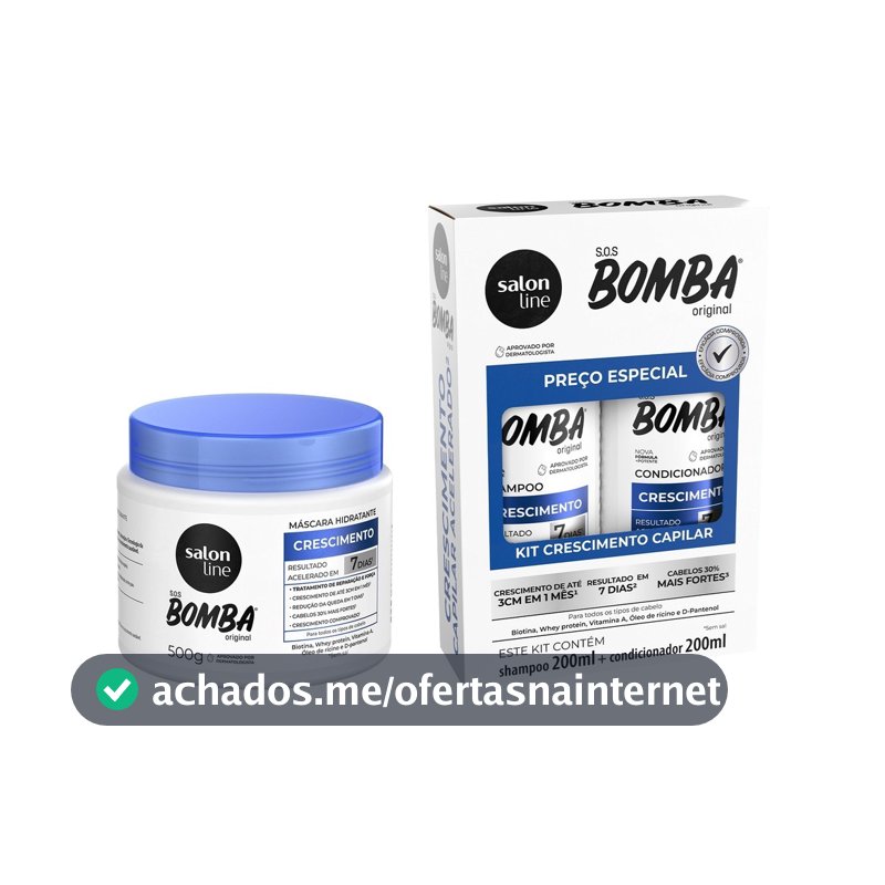 Crescimento Capilar S.O.S Bomba 200ml + Máscara de Hidratação 500g Salon Line