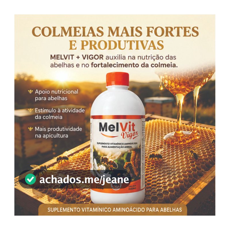 Suplemento Para Abelhas Vitaminas A, B1, D e E Equilíbrio Colmeia Nutrida MelVit 1 Litro