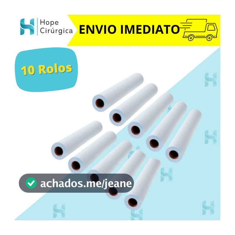 Kit 10 Lençóis Descartáveis de Papel Hospitalar para Maca 70x50 cm cada rolo