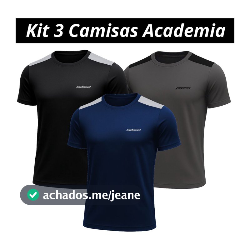 Kit 3 Camisas Dry Fit Masculino Academia Tecido Leve Musculação e Treino