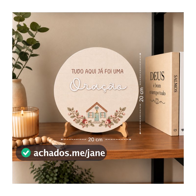 Enfeite Decorativo Tudo Aqui Já Foi Uma Oração MDF Acrílico Decoração Cristã Sala Quarto Religioso