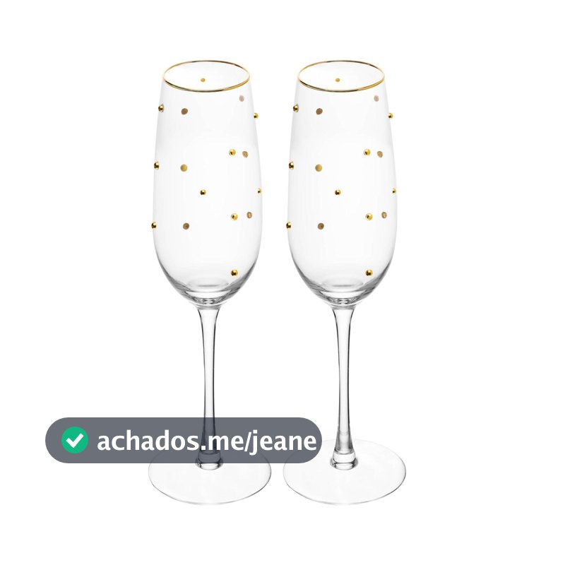 Conjunto 2 Taças Para Champanhe Balls Fio De Ouro 220ml Vidro - Wolff