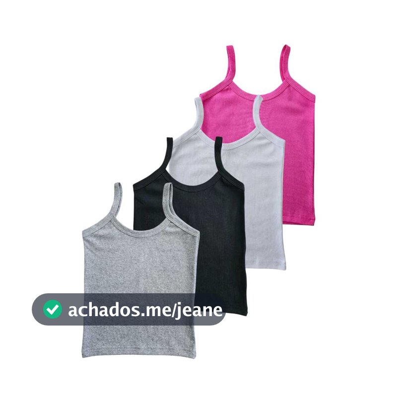 Kit 2 regatas alcinha INFANTIL para meninas ribana 96% algodão 4% elastano regata para criança verão