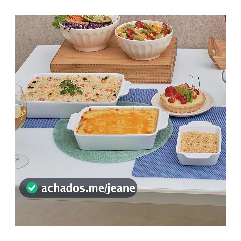 Jogo De Assadeira Cerâmica Branca Conjunto Com 3 Assadeiras