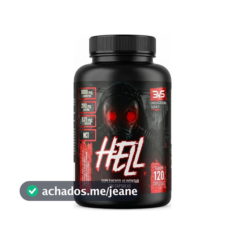 Termogênico Hell 120 cápsulas Fórmula Exclusiva 7 Ingredientes Cafeína, L-carnitina, L-tirosina, Mct, Cromo E Vitaminas
