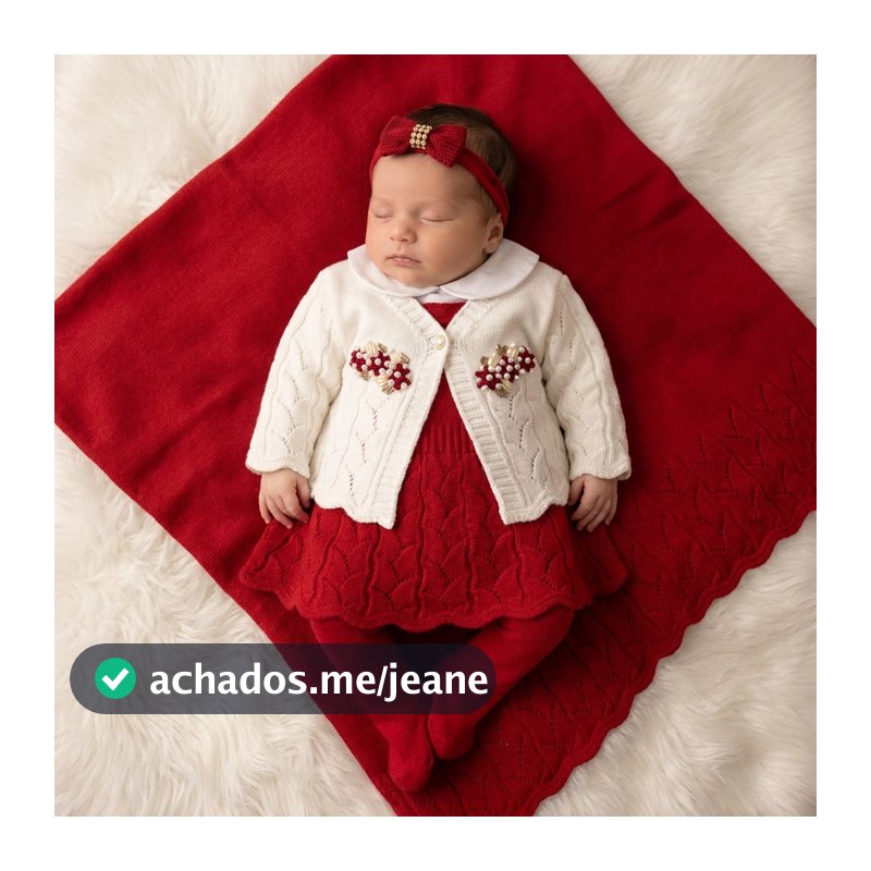 Saída Maternidade Menina Tricot com Bordado a Mão  Personalizada com Nome da Bebê