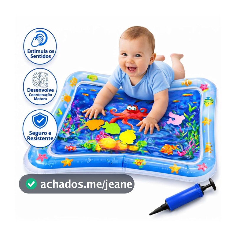 Tapete Infantil de Água Inflável para Bebê Sensorial Coordenação Motora Brinquedo Educativo