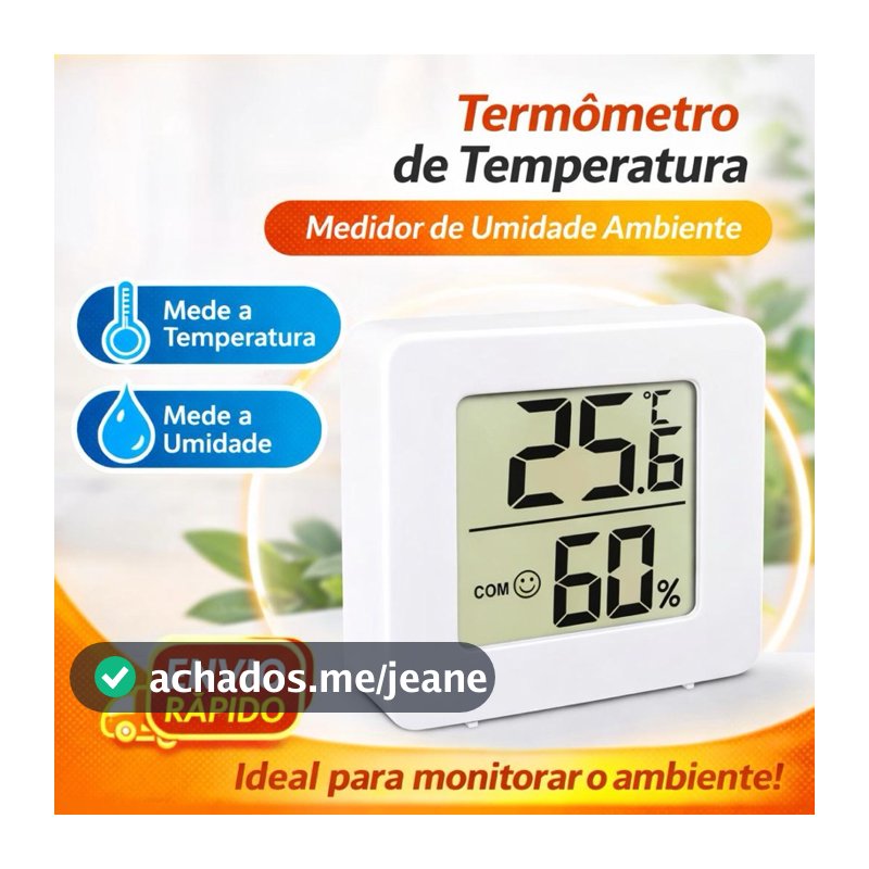 Mini Medidor de Temperatura e Umidade Higrômetro Termômetro Ambiente Portátil Profissional
