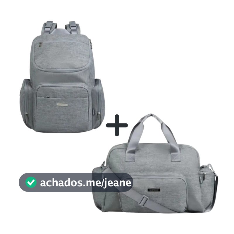 Kit Mochila e Bolsa Maternidade Totti Bagaggio Cinza