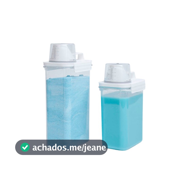 Kit de 2 porta sabão em pó com copo dosador e travas - Oikos