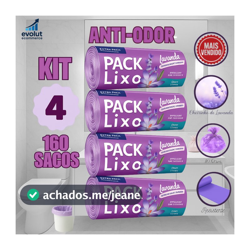 Kit 4 Rolos de Sacos de Lixo 10L – 160 Unidades | Neutraliza Odores | Ideal para Pia e Banheiro