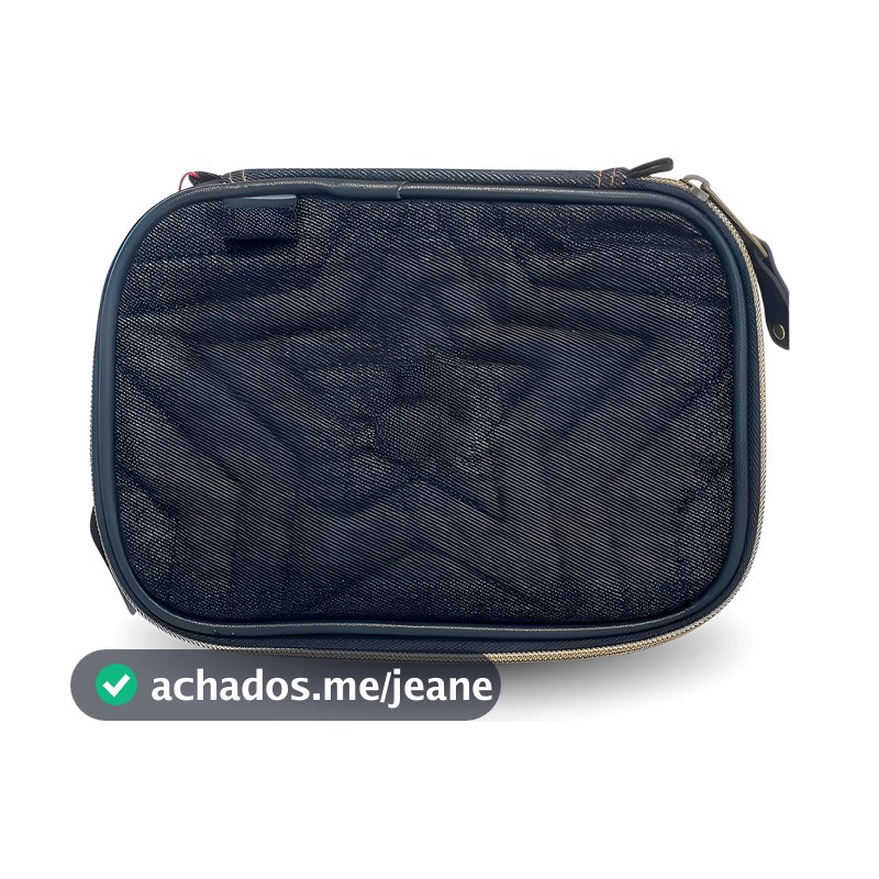 Estojo Escolar Box Jeans Juvenil Organizador Bolsa
