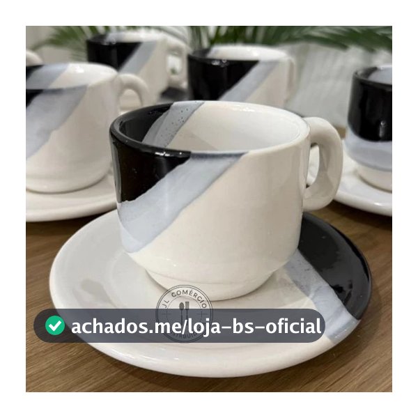 Jogo de Xicara chá café com pires 200ml 12 peças Ceramica