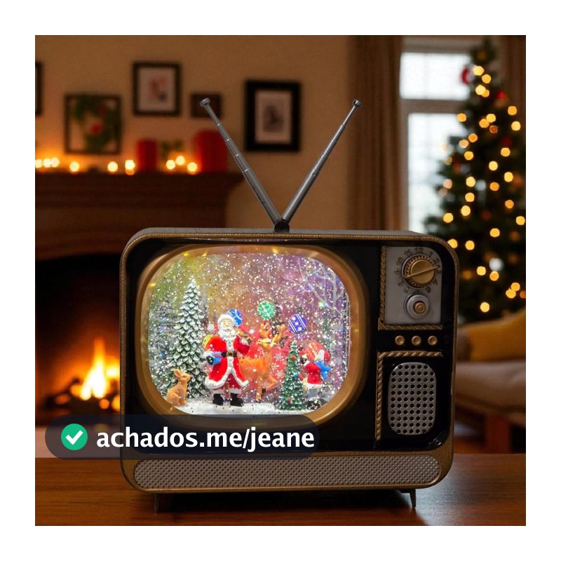 Enfeite Natalino Musical Luz E Som Televisão Decoração Natal Colorido Tevelisão Natal