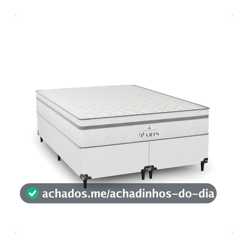 Cama Box Casal Bipartido + Colchão Paris Molas Ensacadas - Couro Branco - e-Shop Casa