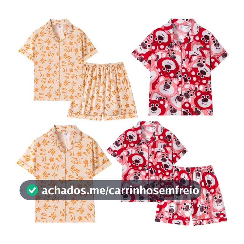 Z&D Lingerie Pijama Feminino com Botão Manga Curta com Gola e Short Sy05