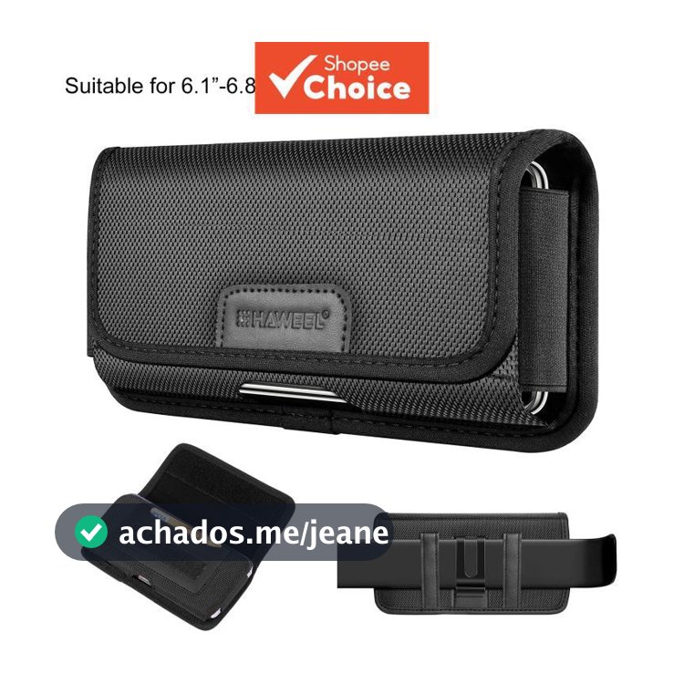 HAWEEL Suporte de Cintura de Clipe de Cinto de Nylon para Celular de 6,1-6,8 polegadas com Slot para Cartão (Preto)
