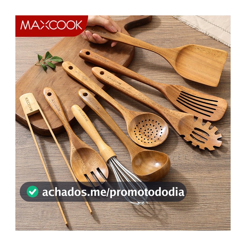 Conjunto De Utensílios De Madeira MAXCOOK 8 Peças Cozinha Espátula Concha Acessórios De