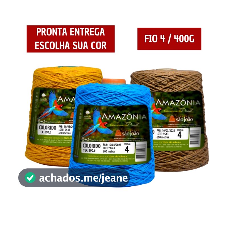 Barbante Amazônia 400g Fio 4 São João Várias Cores Promoção