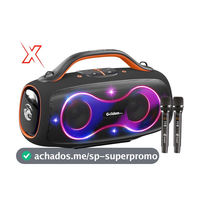 Caixa de Som Golden Pro ( POWER BOX 19 -18 ) GP-13000 300W RGB TWS 2 / microfone