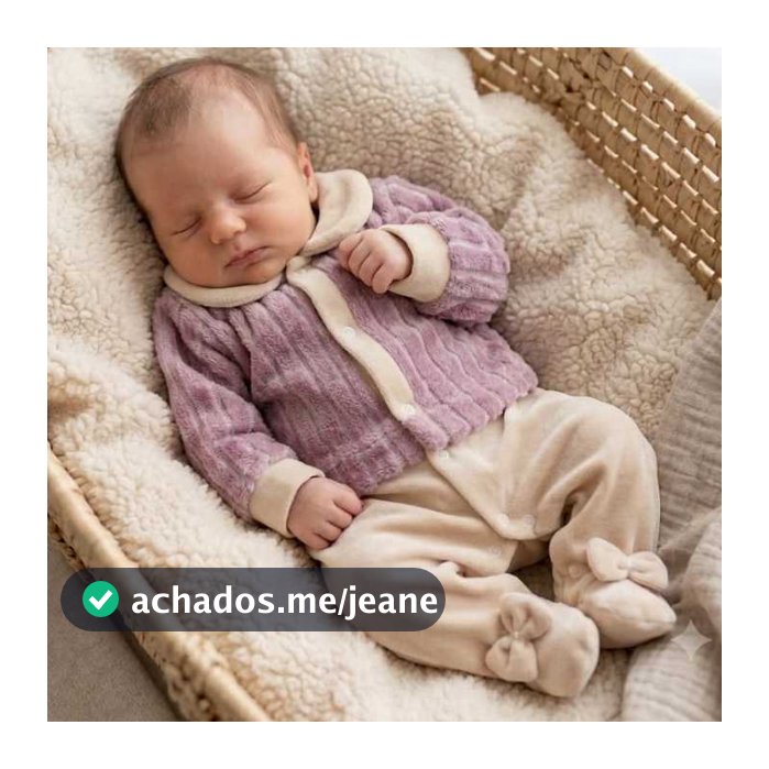 Macacão Manga Longa Bebê Menina Inverno Plush Mia Lara Rosê/Verde P e M