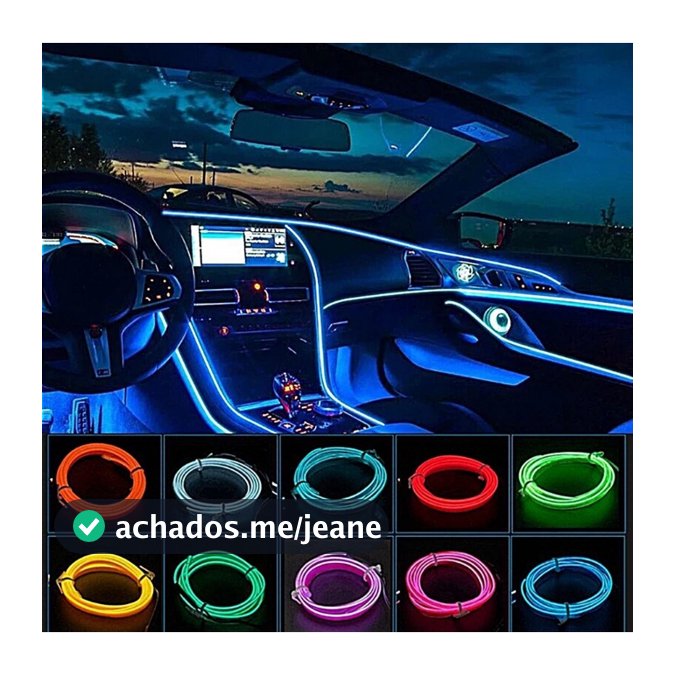Fita Led Neon Automotivo Painel Carro 5 Metros Decorativa Plug Acendedor