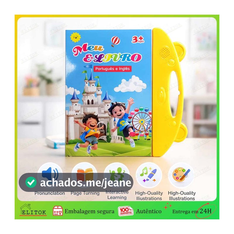 Livro Infantil Bilíngue Português Inglês Livro Interativo com Som Toque Inteligente Educativo Aprendizagem Crianças