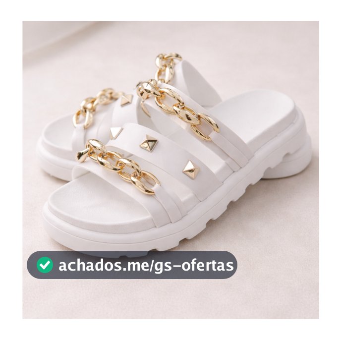 Birken Papete Sandália Conforto Feminina Luxo Corrente Spike Dourada