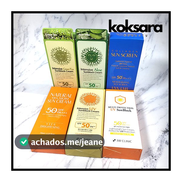 3W CLINIC Uv Sun Cream Sun Screen Sun Block Solar Protetor Spf50+ Pa+++ 70ml(6 types)