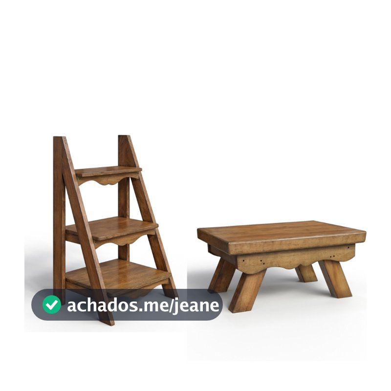 Kit Escada E Banquinho Porta Doces Mesa Decoração Em Madeira Para Festa Eventos