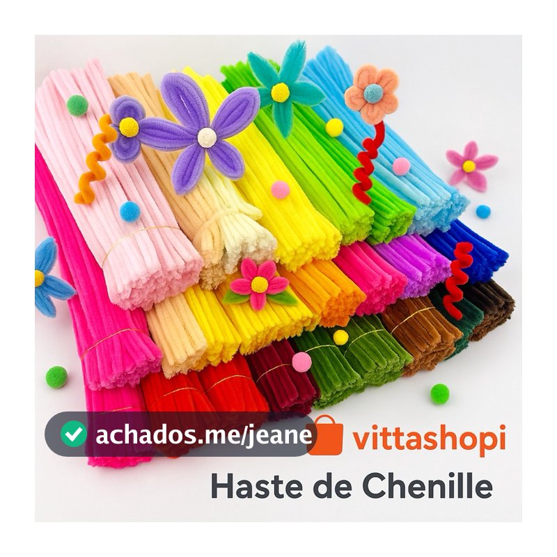 Haste de chenille kit 100 und limpador de cachimbo 30cm