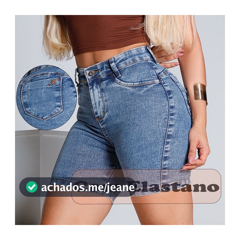 Short Meia Coxa Com Elastano Bermuda Cintura Alta Modela Bumbum