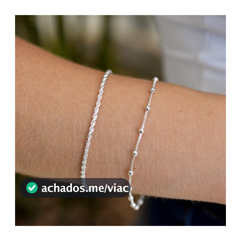 Kit Pulseira Feminina Cordão Baiano + Bolinha Veneziana Banhada A Prata 925