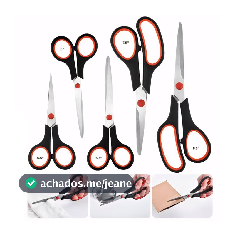 Kit de Tesouras 5 Peças 5.5 a 8.5" para Casa, Escritório e Costura
