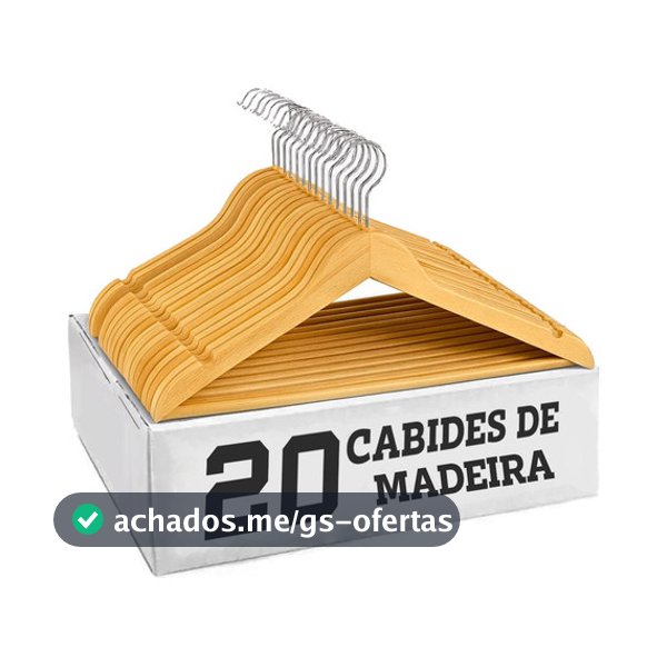 Kit 20 Cabide De Madeira Adulto Grande Antideslizante Marfim Natural Gancho 360° Camisa Calça Jaqueta Blusa