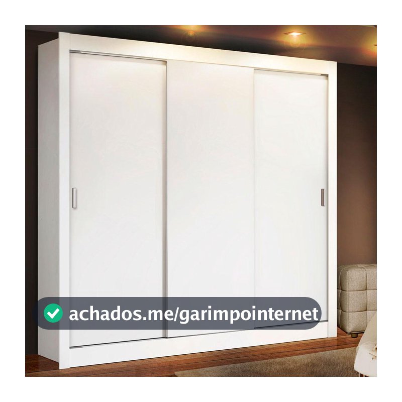 Guarda-Roupa Casal 3 Portas de Correr Branco Mônaco Madesa
