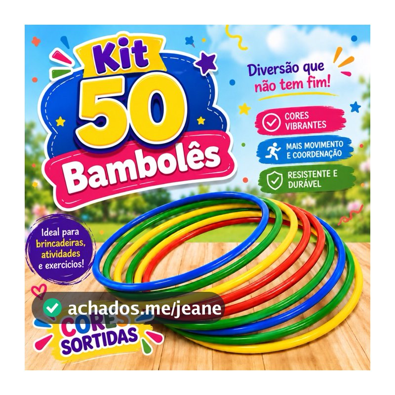 Kit 10/20/30/40/50 Bambolês Arco Infantil 65cm Colorido Atividade Fisica