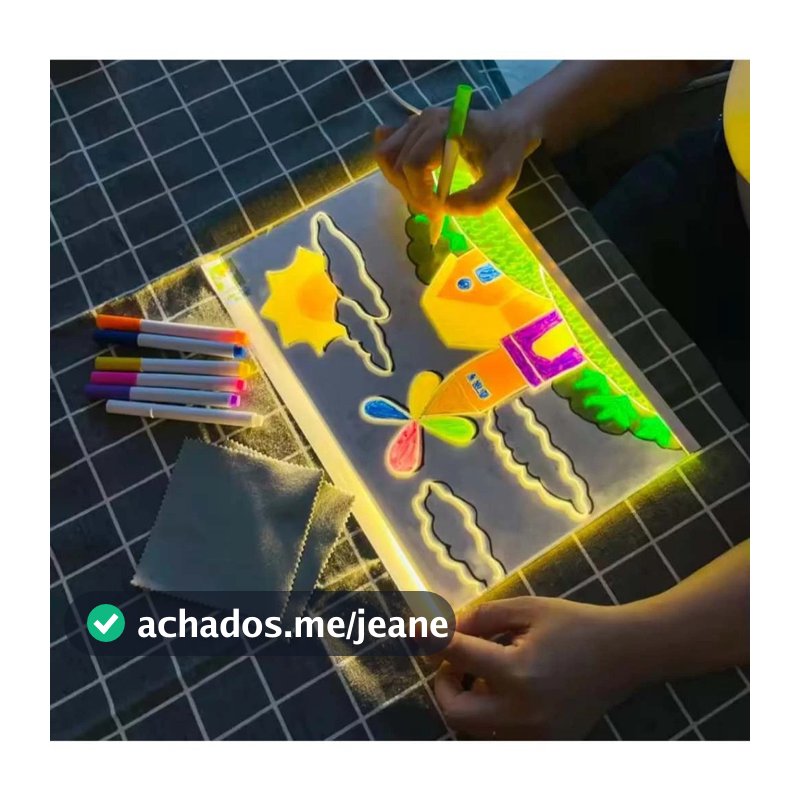 Luminária LED Quadro de Recados 3D 15x15 em Acrílico USB Abajur Decorativo para Escrever com Caneta para Quarto Sala