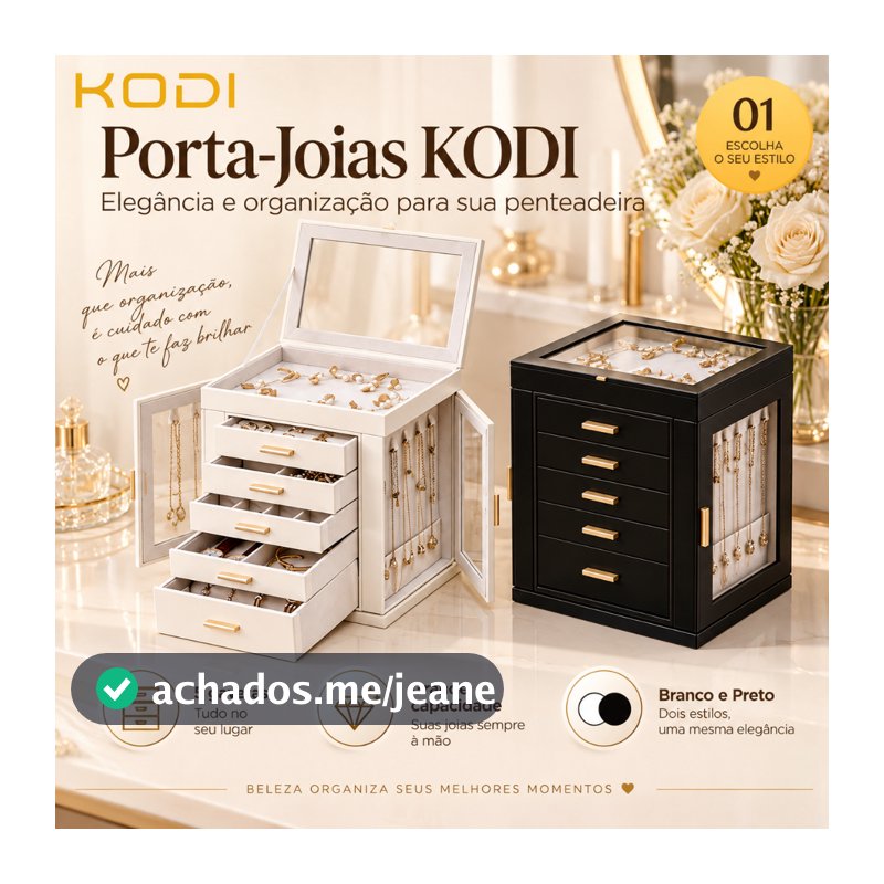Porta Joias Grande em Couro Sintético Organizador Multilayer com Vários Compartimentos
