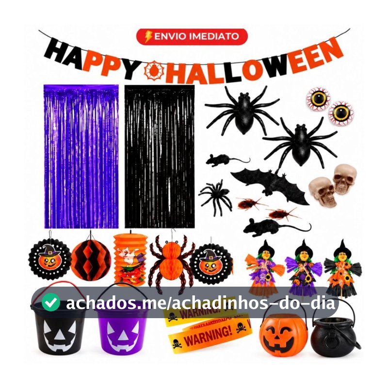 Kit 28 ITENS Decoração Halloween Enfeite Festa Cortinas + Acessórios