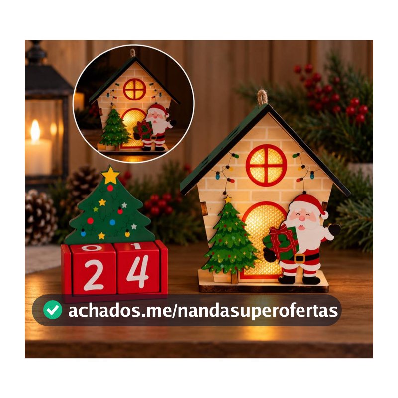 kit de Decoração Natalina em Madeira