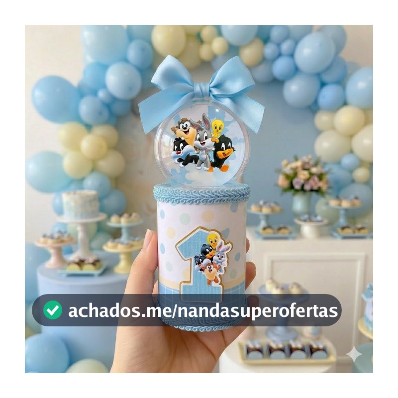 leia tudo - KIT MONTE VOCE MESMA - Cofrinho de luxo BABY LOONEY TUNES MENINO - PERSONALIZADOS DE FESTA