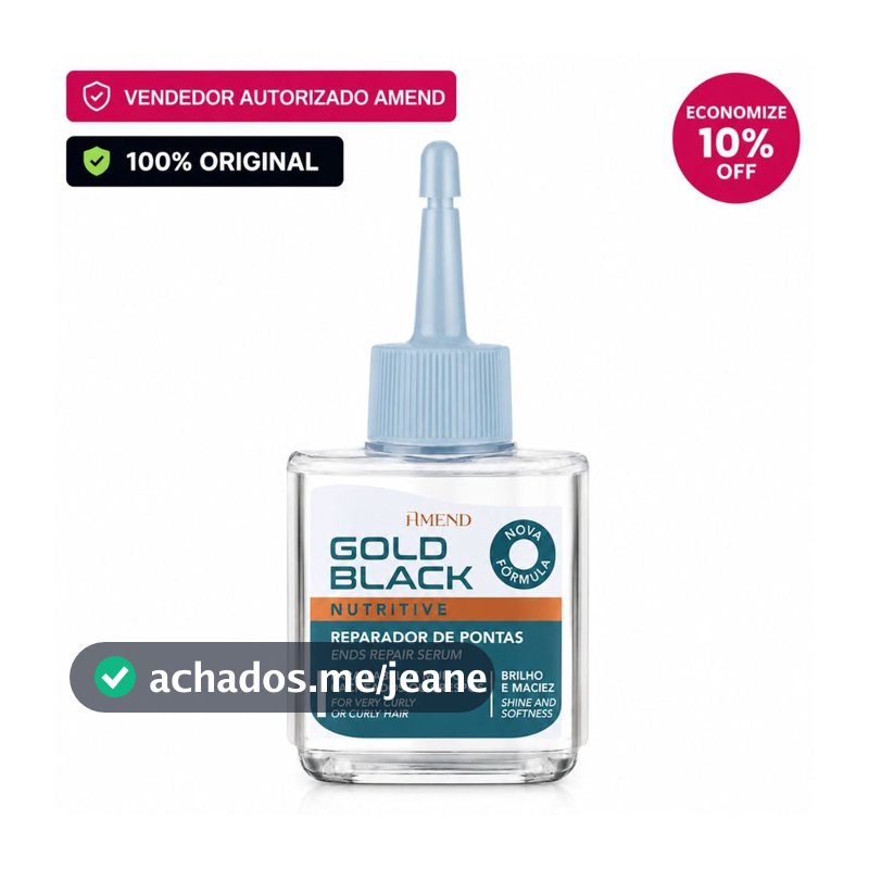 Reparador Nutritivo De Pontas Gold Black 30Ml Amend Cosmetics Silicone