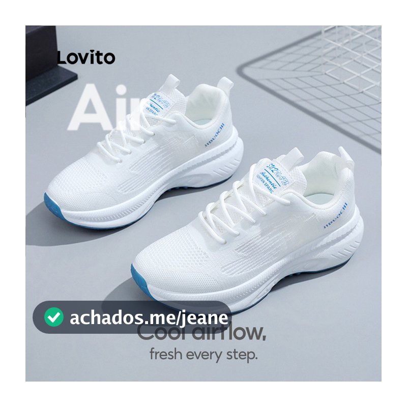 Lovito Tênis Casuais Respiráveis estilo Coreano Para Uso Diário Ao Ar Livre Ideais Para Mulheres LFAS3026